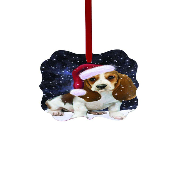 Let it Snow Christmas Holiday Basset Hound Dog Double-Sided Photo Benelux Christmas Ornament LOR48428