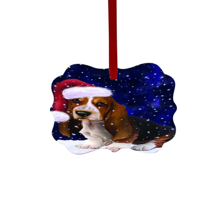 Let it Snow Christmas Holiday Basset Hound Dog Double-Sided Photo Benelux Christmas Ornament LOR48429