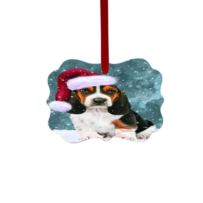 Let it Snow Christmas Holiday Basset Hound Dog Double-Sided Photo Benelux Christmas Ornament LOR48430
