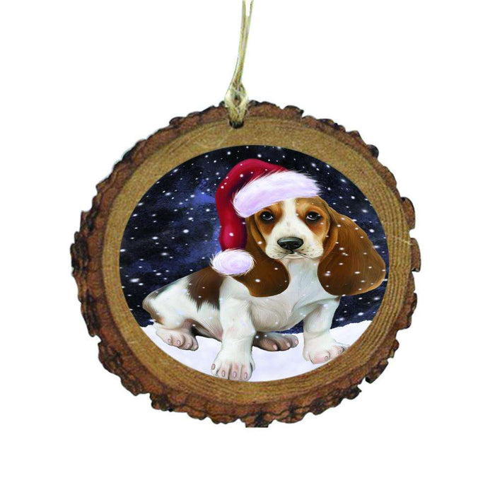 Let it Snow Christmas Holiday Basset Hound Dog Wooden Christmas Ornament WOR48428