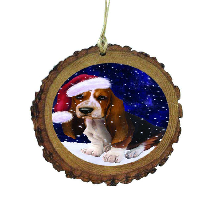 Let it Snow Christmas Holiday Basset Hound Dog Wooden Christmas Ornament WOR48429