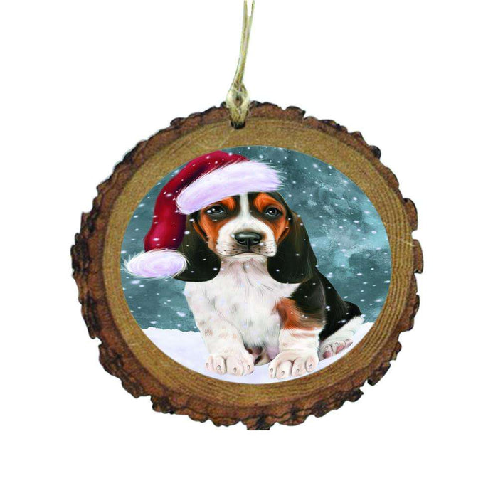 Let it Snow Christmas Holiday Basset Hound Dog Wooden Christmas Ornament WOR48430