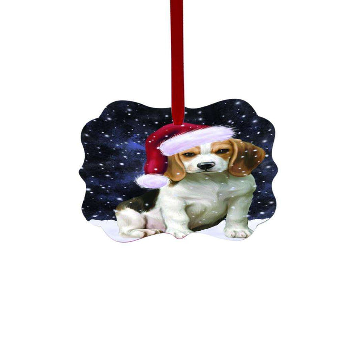 Let it Snow Christmas Holiday Beagle Dog Double-Sided Photo Benelux Christmas Ornament LOR48431