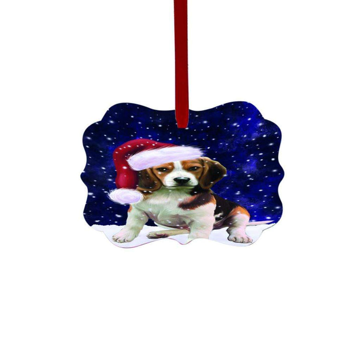 Let it Snow Christmas Holiday Beagle Dog Double-Sided Photo Benelux Christmas Ornament LOR48432