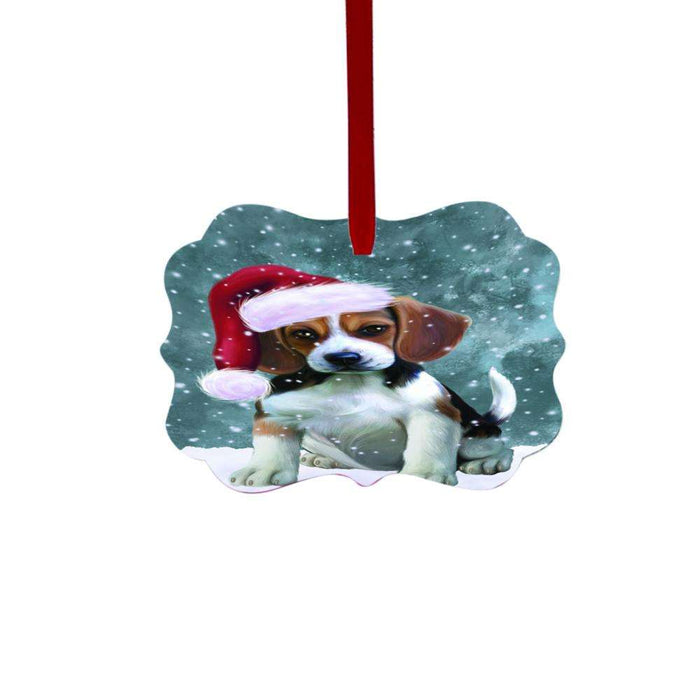 Let it Snow Christmas Holiday Beagle Dog Double-Sided Photo Benelux Christmas Ornament LOR48433