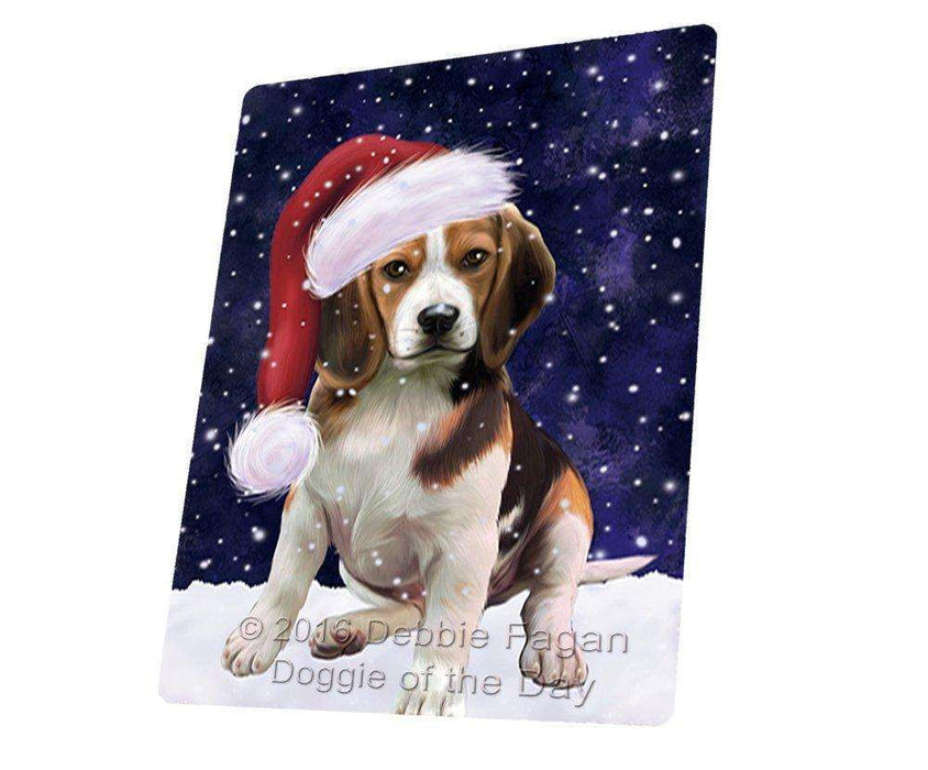 Let it Snow Christmas Holiday Beagles Dog Wearing Santa Hat Art Portrait Print Woven Throw Sherpa Plush Fleece Blanket