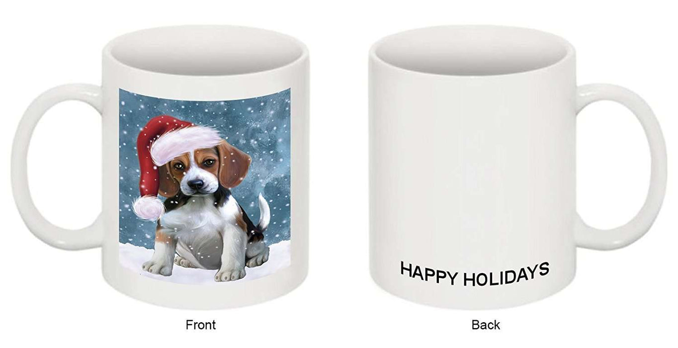 Let it Snow Christmas Holiday Beagles Dog Wearing Santa Hat Mug