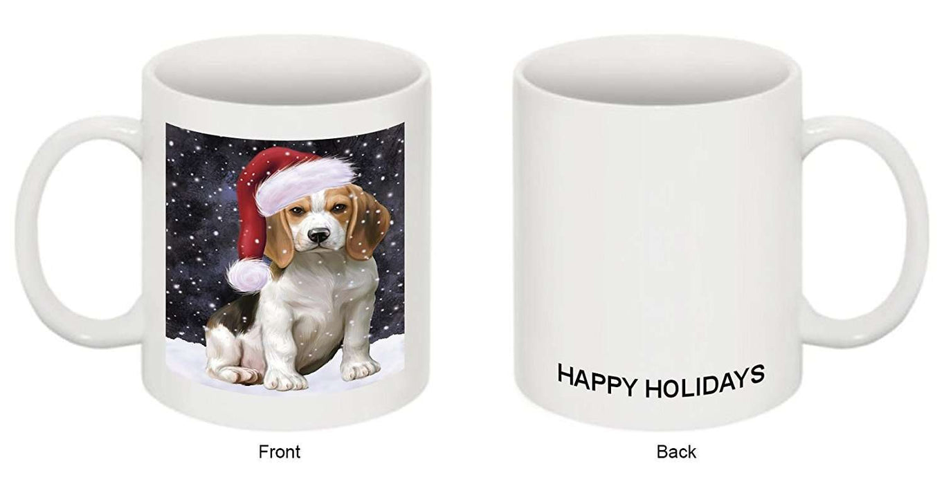 Let it Snow Christmas Holiday Beagles Dog Wearing Santa Hat Mug