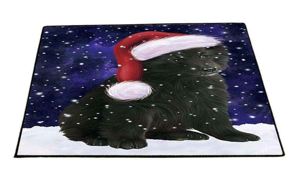 Let it Snow Christmas Holiday Belgian Shepherds Dog Wearing Santa Hat Indoor/Outdoor Floormat