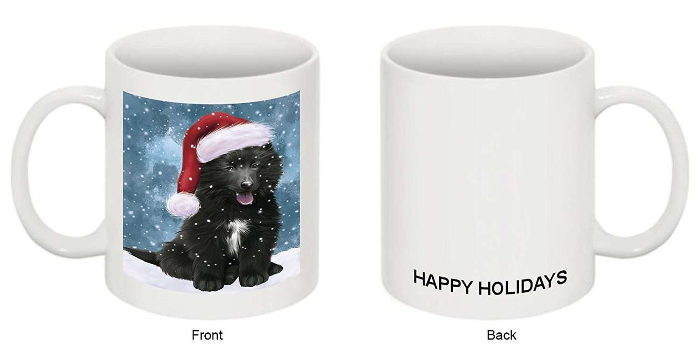 Let it Snow Christmas Holiday Belgian Shepherds Dog Wearing Santa Hat Mug