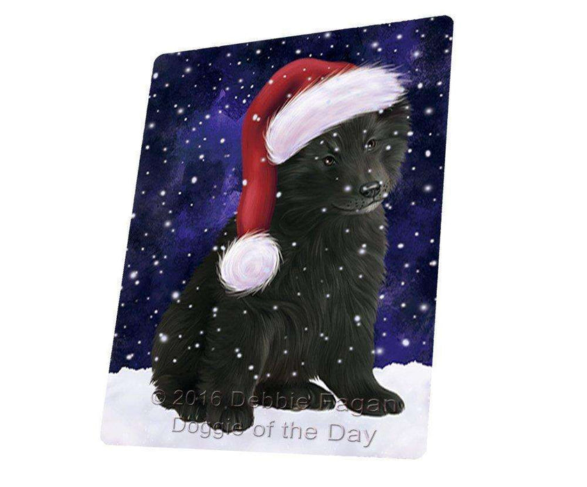 Let it Snow Christmas Holiday Belgian Shepherds Dog Wearing Santa Hat Large Refrigerator / Dishwasher Magnet