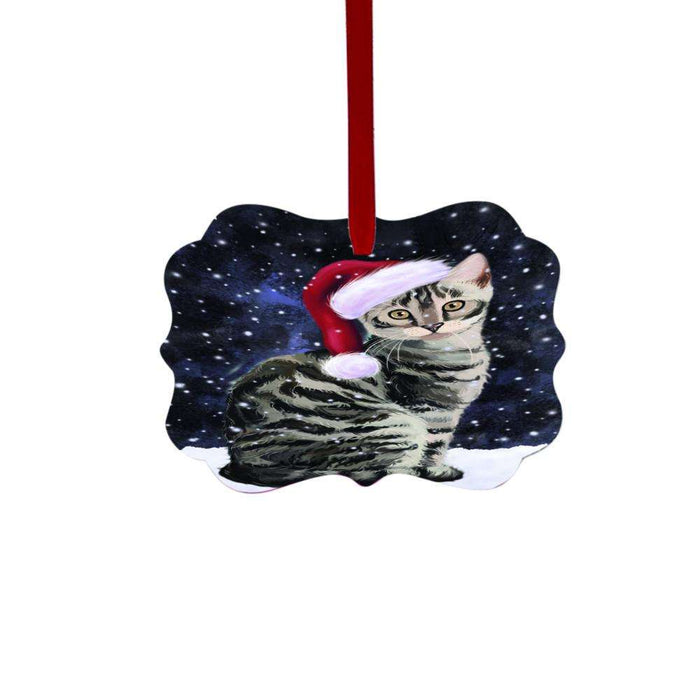 Let it Snow Christmas Holiday Bengal Cat Double-Sided Photo Benelux Christmas Ornament LOR48437