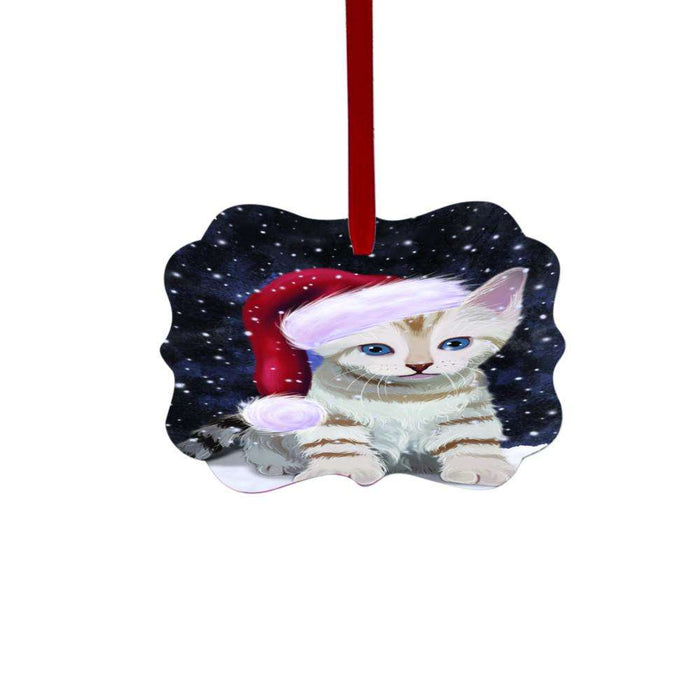 Let it Snow Christmas Holiday Bengal Cat Double-Sided Photo Benelux Christmas Ornament LOR48438