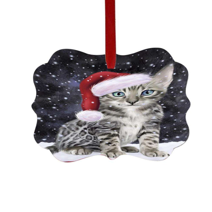 Let it Snow Christmas Holiday Bengal Cat Double-Sided Photo Benelux Christmas Ornament LOR48918