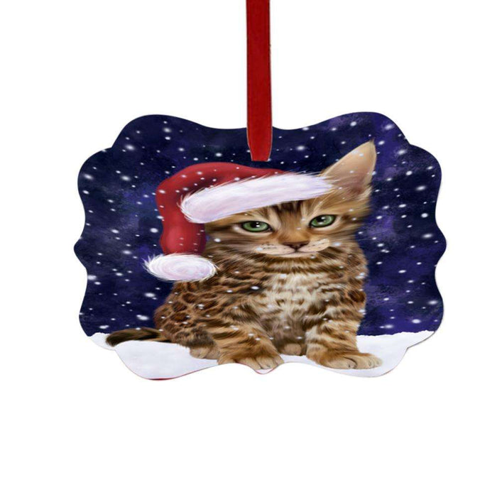 Let it Snow Christmas Holiday Bengal Cat Double-Sided Photo Benelux Christmas Ornament LOR48919