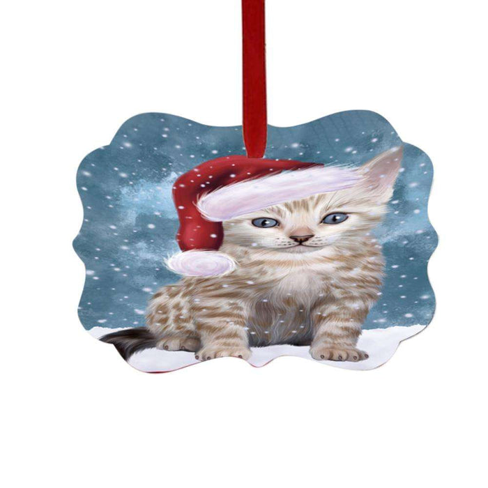 Let it Snow Christmas Holiday Bengal Cat Double-Sided Photo Benelux Christmas Ornament LOR48920