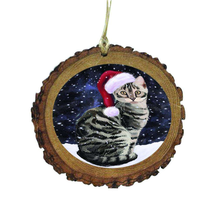 Let it Snow Christmas Holiday Bengal Cat Wooden Christmas Ornament WOR48437