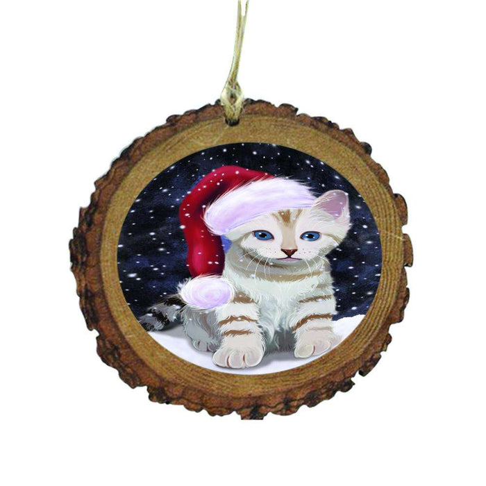 Let it Snow Christmas Holiday Bengal Cat Wooden Christmas Ornament WOR48438