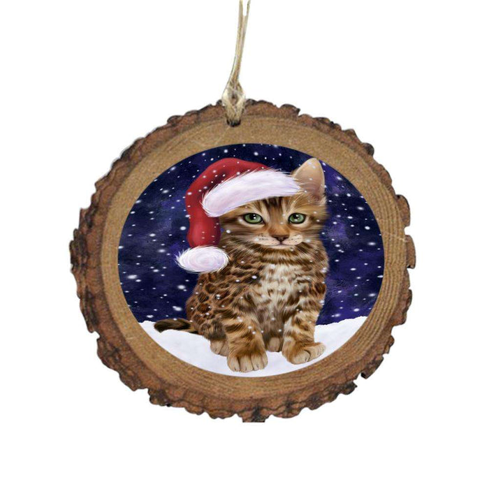 Let it Snow Christmas Holiday Bengal Cat Wooden Christmas Ornament WOR48919