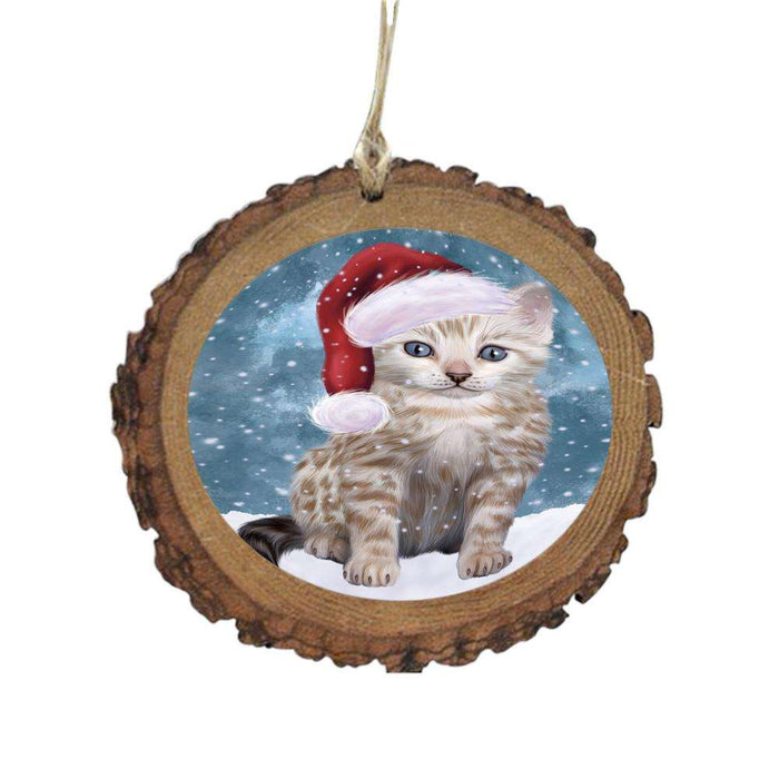 Let it Snow Christmas Holiday Bengal Cat Wooden Christmas Ornament WOR48920