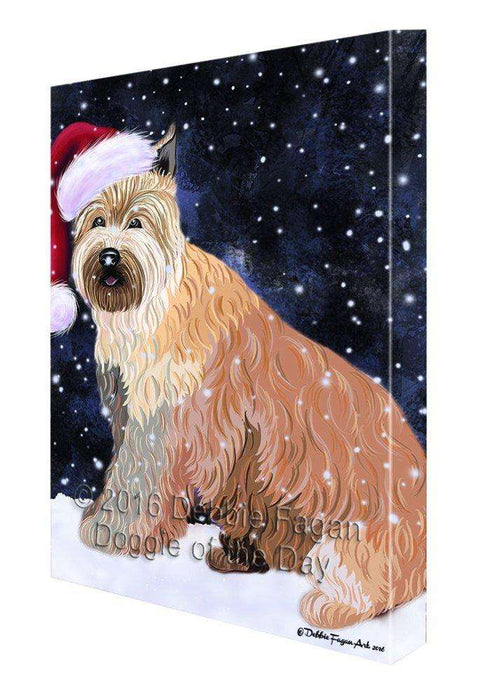 Let it Snow Christmas Holiday Berger Picard Dog Wearing Santa Hat Canvas Wall Art