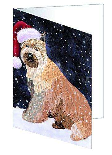 Let it Snow Christmas Holiday Berger Picard Dog Wearing Santa Hat Handmade Artwork Assorted Pets Greeting Cards and Note Cards with Envelopes for All Occasions and Holiday Seasons