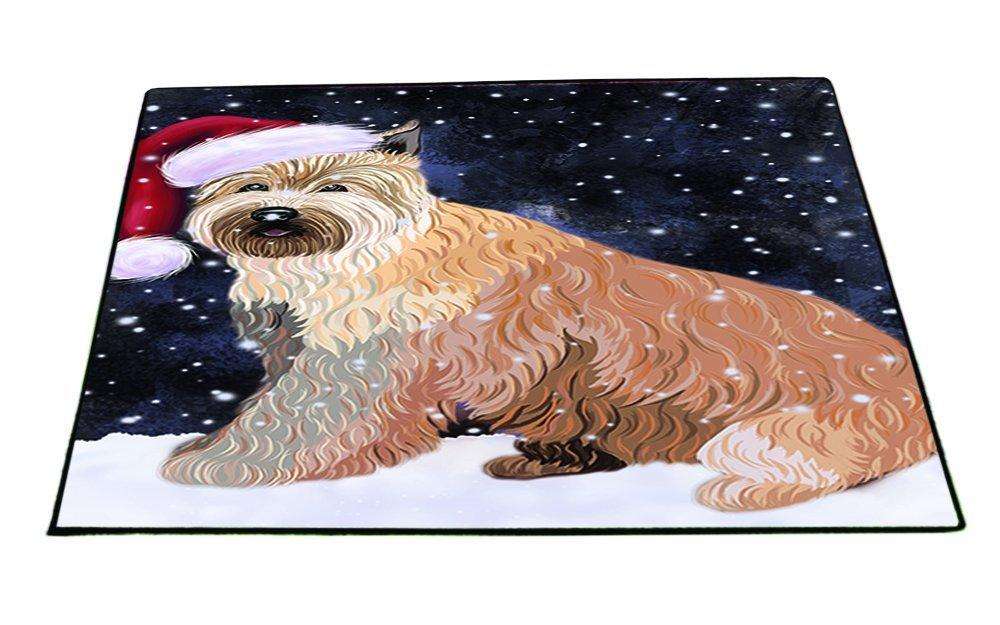 Let it Snow Christmas Holiday Berger Picard Dog Wearing Santa Hat Indoor/Outdoor Floormat