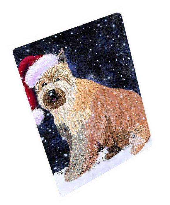 Let It Snow Christmas Holiday Berger Picard Dog Wearing Santa Hat Magnet Mini (3.5" x 2")