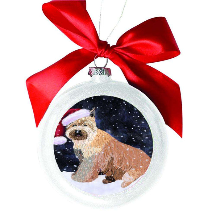 Let it Snow Christmas Holiday Berger Picard Dog White Round Ball Christmas Ornament WBSOR48439