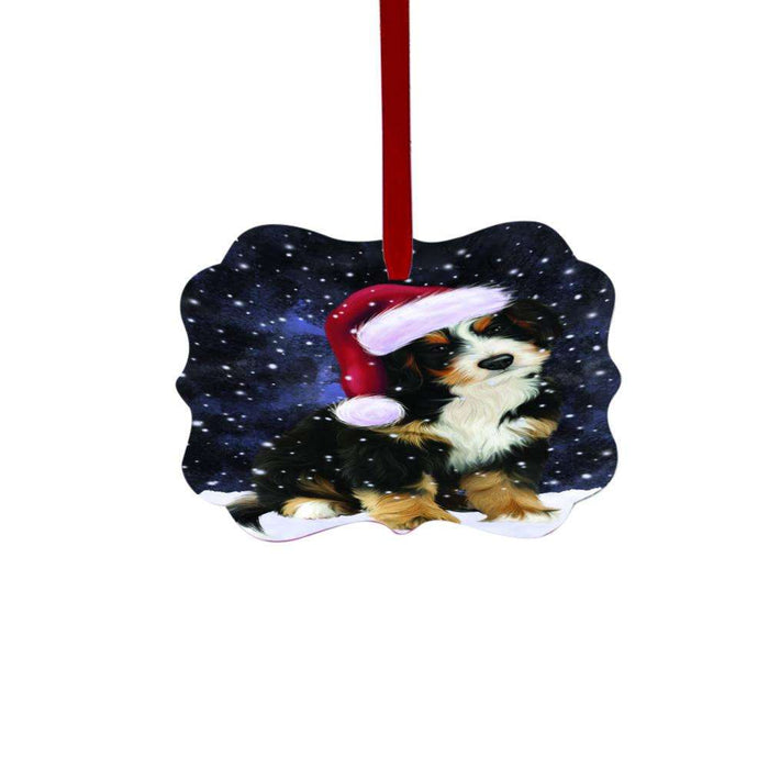 Let it Snow Christmas Holiday Bernedoodle Dog Double-Sided Photo Benelux Christmas Ornament LOR48440