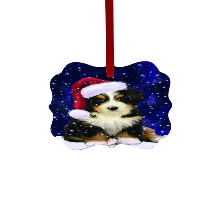 Let it Snow Christmas Holiday Bernedoodle Dog Double-Sided Photo Benelux Christmas Ornament LOR48441