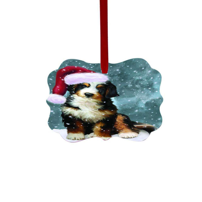 Let it Snow Christmas Holiday Bernedoodle Dog Double-Sided Photo Benelux Christmas Ornament LOR48442