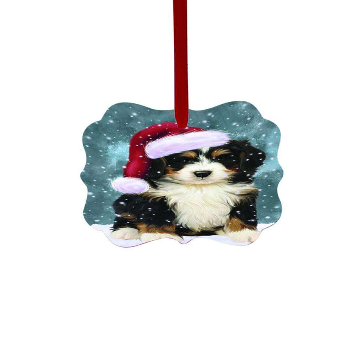Let it Snow Christmas Holiday Bernedoodle Dog Double-Sided Photo Benelux Christmas Ornament LOR48443