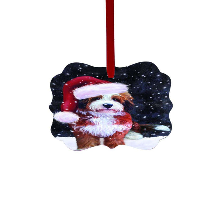 Let it Snow Christmas Holiday Bernedoodle Dog Double-Sided Photo Benelux Christmas Ornament LOR48444