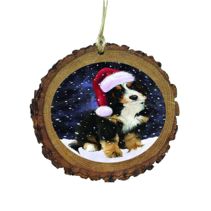 Let it Snow Christmas Holiday Bernedoodle Dog Wooden Christmas Ornament WOR48440