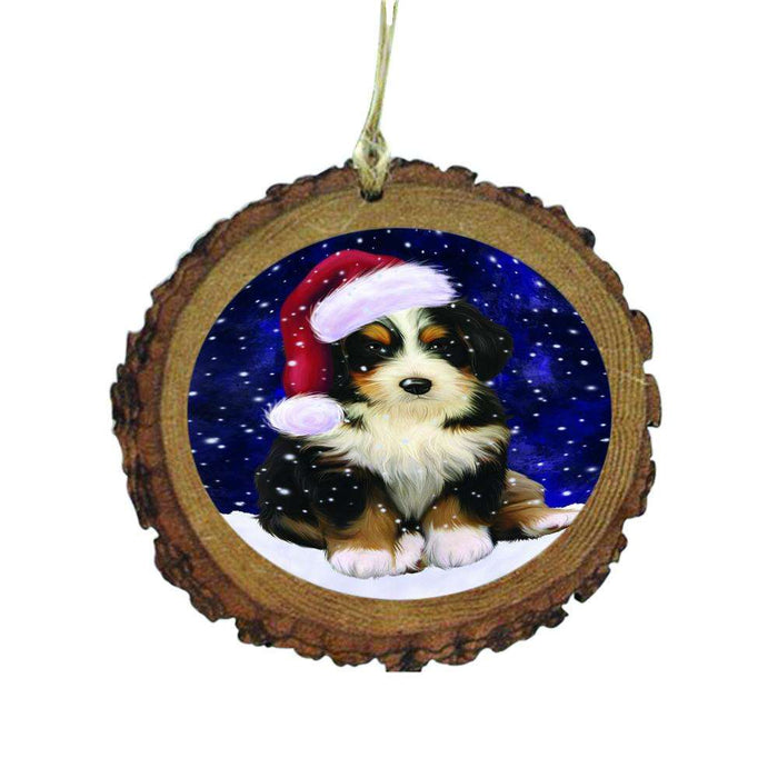 Let it Snow Christmas Holiday Bernedoodle Dog Wooden Christmas Ornament WOR48441