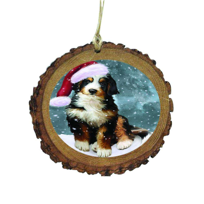 Let it Snow Christmas Holiday Bernedoodle Dog Wooden Christmas Ornament WOR48442
