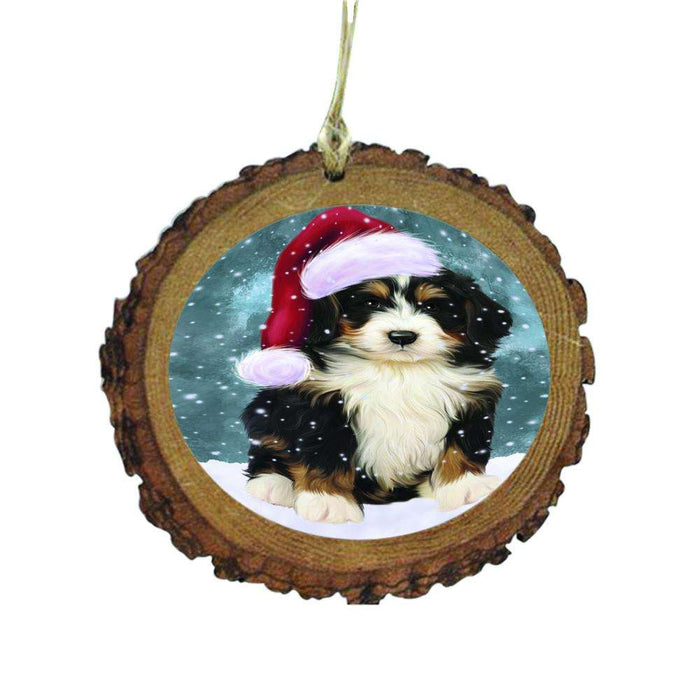 Let it Snow Christmas Holiday Bernedoodle Dog Wooden Christmas Ornament WOR48443