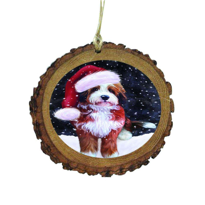 Let it Snow Christmas Holiday Bernedoodle Dog Wooden Christmas Ornament WOR48444