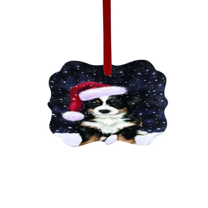 Let it Snow Christmas Holiday Bernese Mountain Dog Double-Sided Photo Benelux Christmas Ornament LOR48445