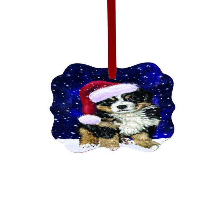 Let it Snow Christmas Holiday Bernese Mountain Dog Double-Sided Photo Benelux Christmas Ornament LOR48446