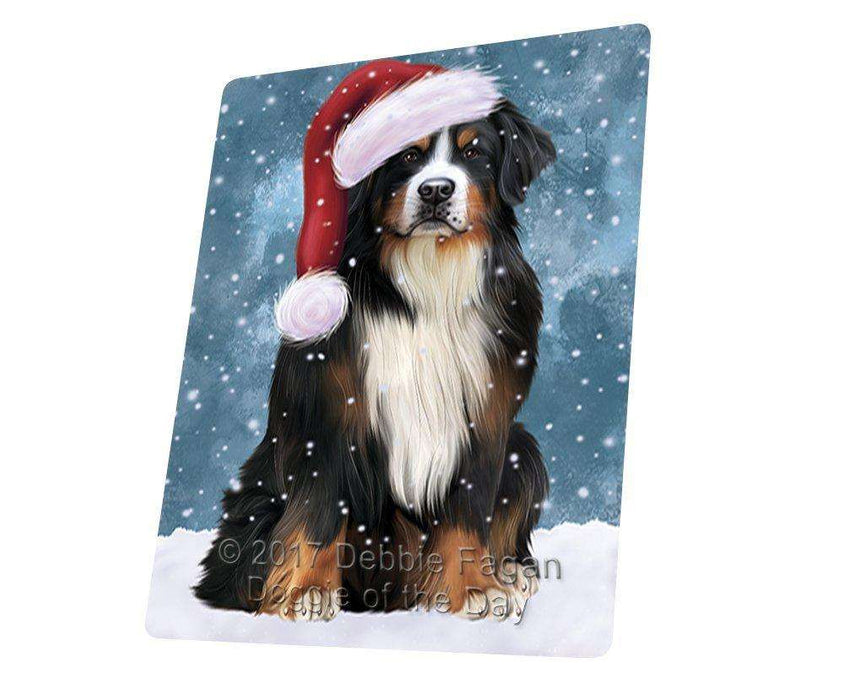 Let it Snow Christmas Holiday Bernese Mountain Dog Wearing Santa Hat Art Portrait Print Woven Throw Sherpa Plush Fleece Blanket D218
