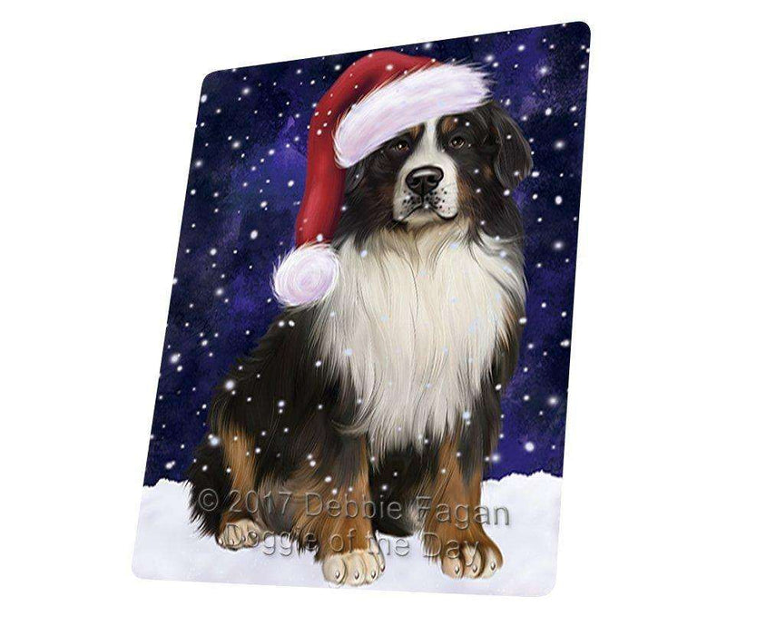 Let it Snow Christmas Holiday Bernese Mountain Dog Wearing Santa Hat Art Portrait Print Woven Throw Sherpa Plush Fleece Blanket D219