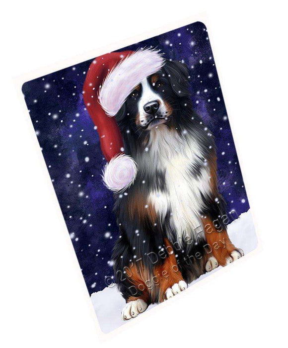 Let it Snow Christmas Holiday Bernese Mountain Dog Wearing Santa Hat Large Refrigerator / Dishwasher Magnet D017