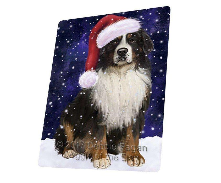 Let it Snow Christmas Holiday Bernese Mountain Dog Wearing Santa Hat Large Refrigerator / Dishwasher Magnet D219