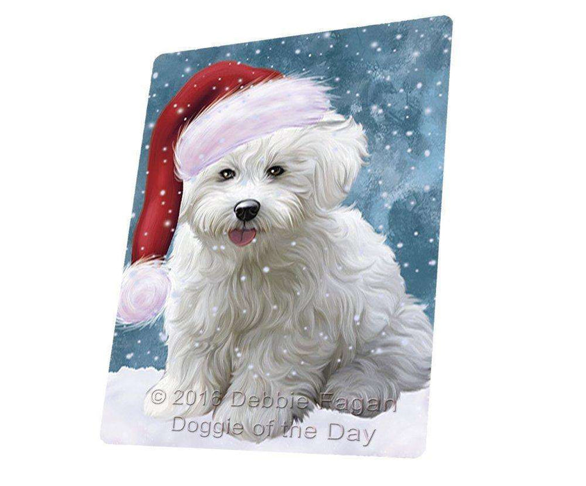 Let it Snow Christmas Holiday Bichon Frise Dog Wearing Santa Hat Large Refrigerator / Dishwasher Magnet