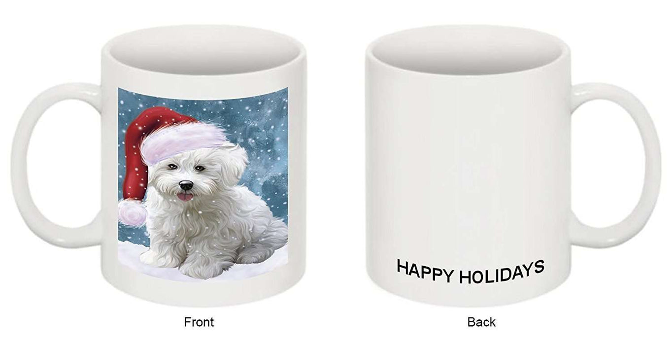 Let it Snow Christmas Holiday Bichon Frise Dog Wearing Santa Hat Mug