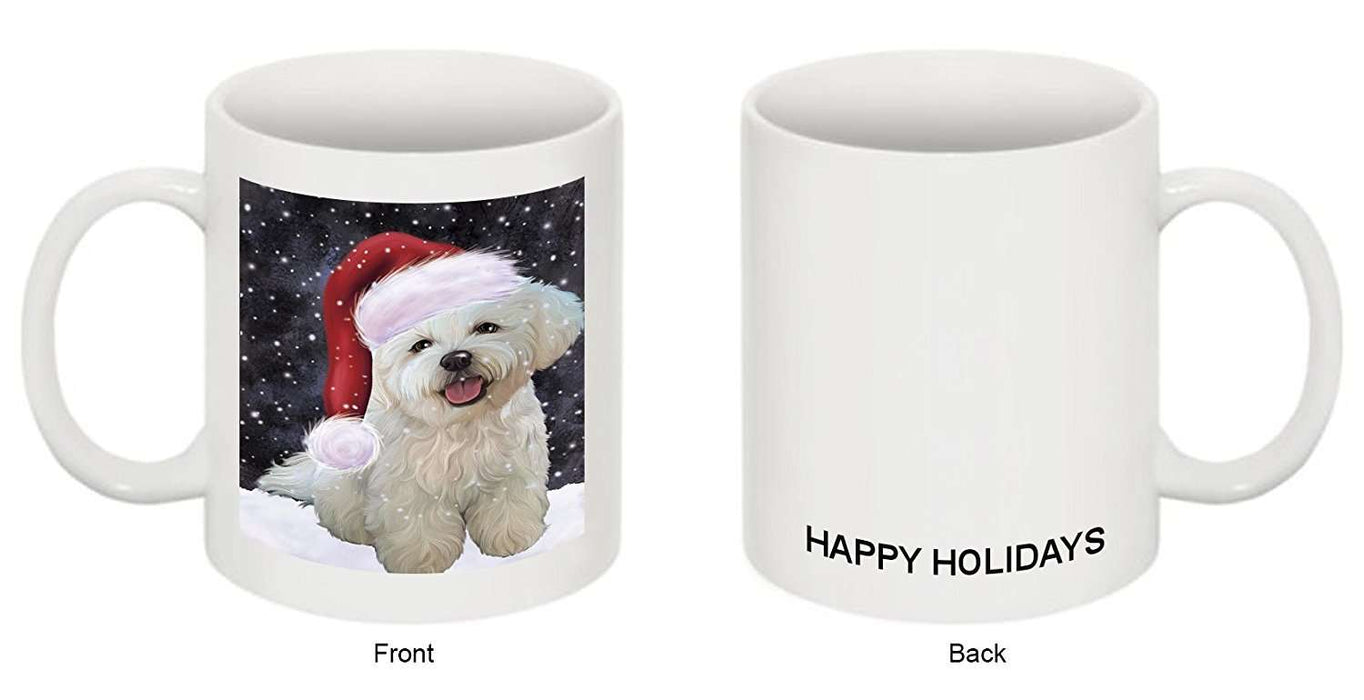 Let it Snow Christmas Holiday Bichon Frise Dog Wearing Santa Hat Mug