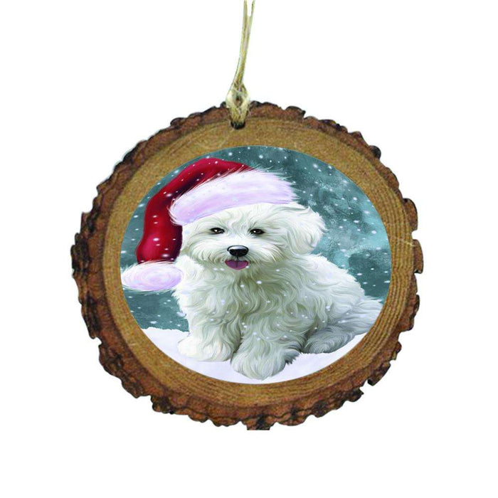 Let it Snow Christmas Holiday Bichon Frise Dog Wooden Christmas Ornament WOR48454