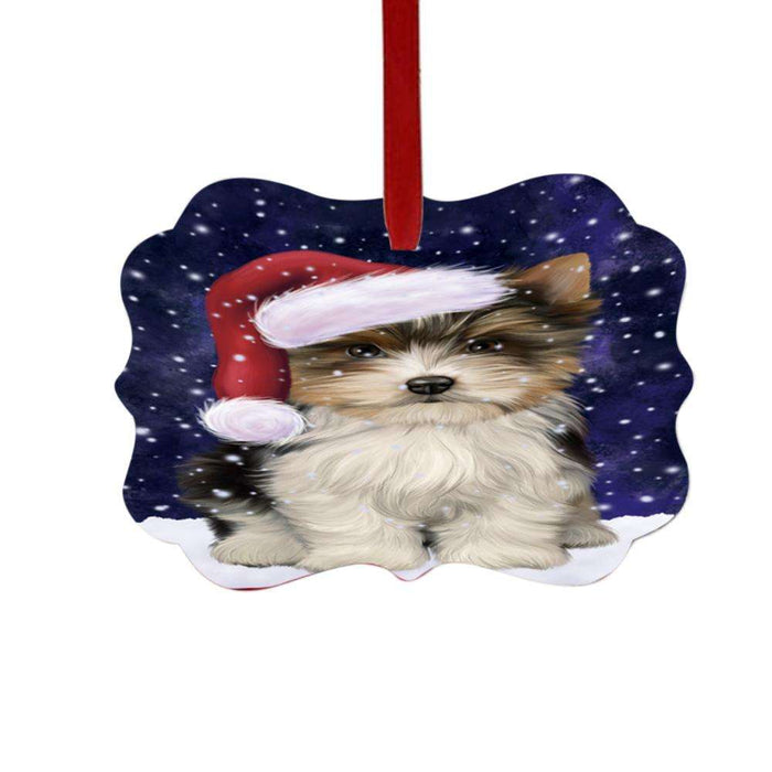 Let it Snow Christmas Holiday Biewer Dog Double-Sided Photo Benelux Christmas Ornament LOR48921